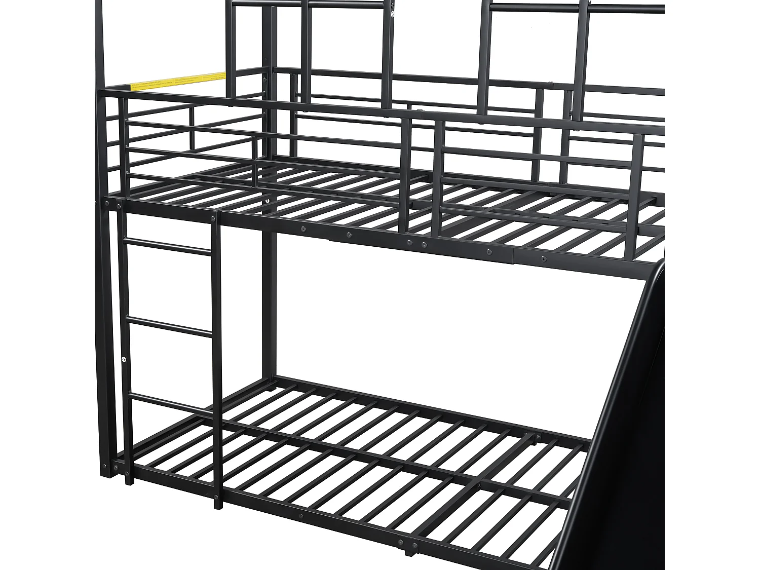 Lits superposés 2 x 90 x 200 cm avec toboggan pour enfant - Métal - Noir