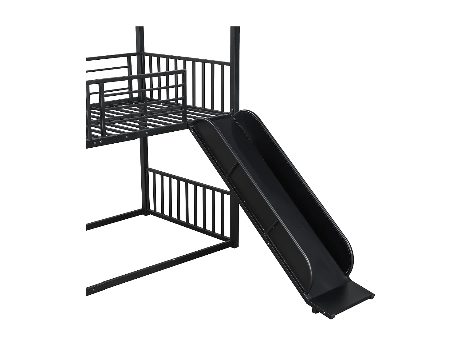 Literas 2 x 90 x 200 cm con tobogán y escalera - Metal - para niños - Negro