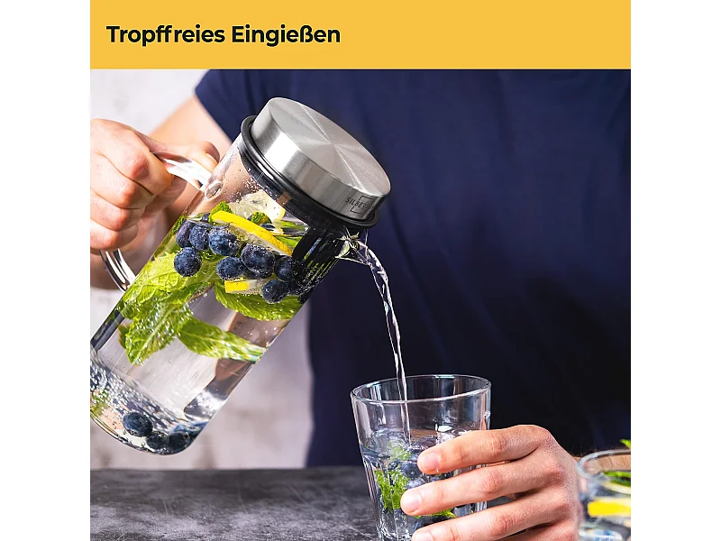 SILBERTHAL Glaskaraffe mit Frucheinsatz - 1 Liter