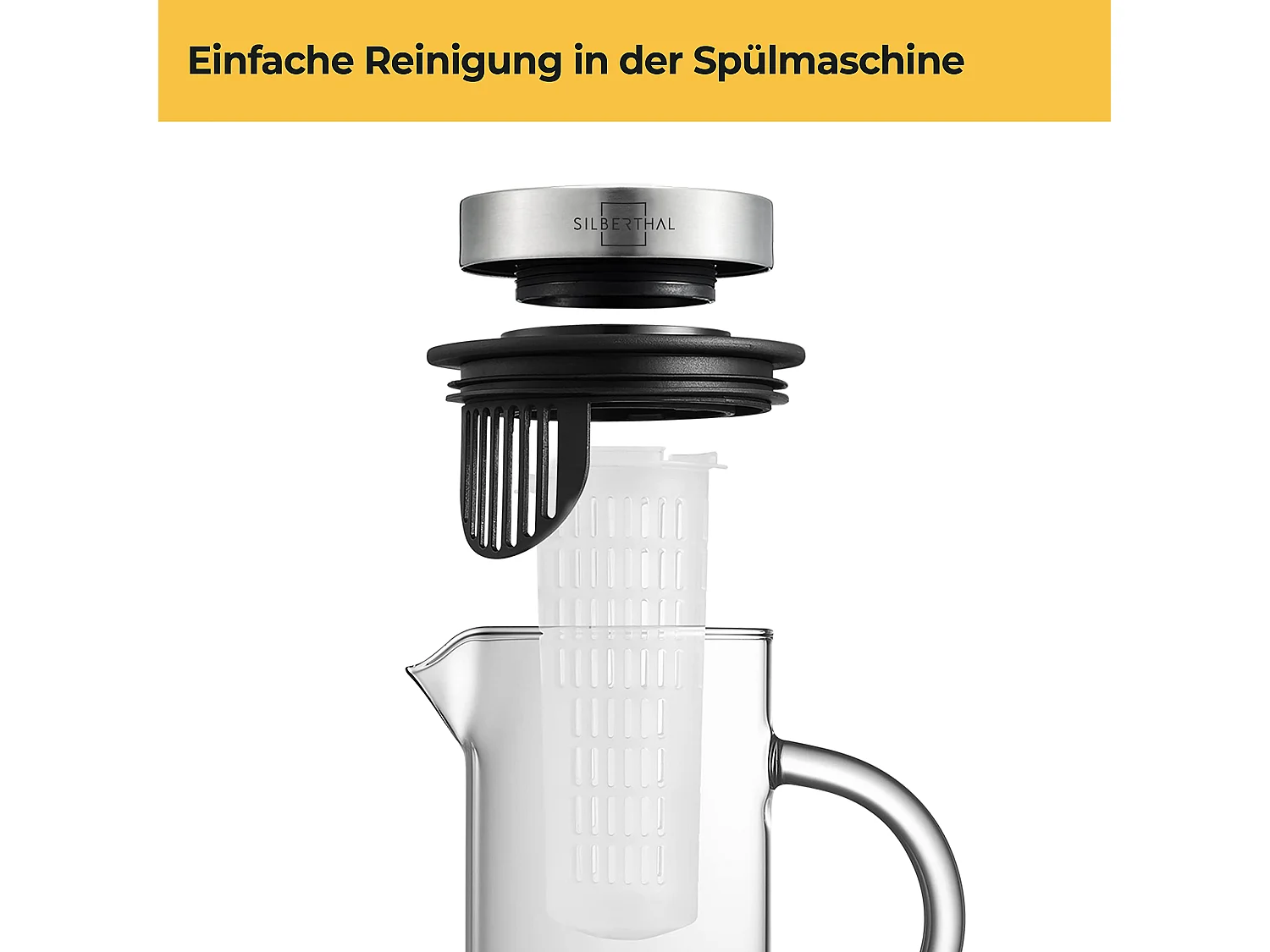 SILBERTHAL Glaskaraffe mit Frucheinsatz - 1 Liter