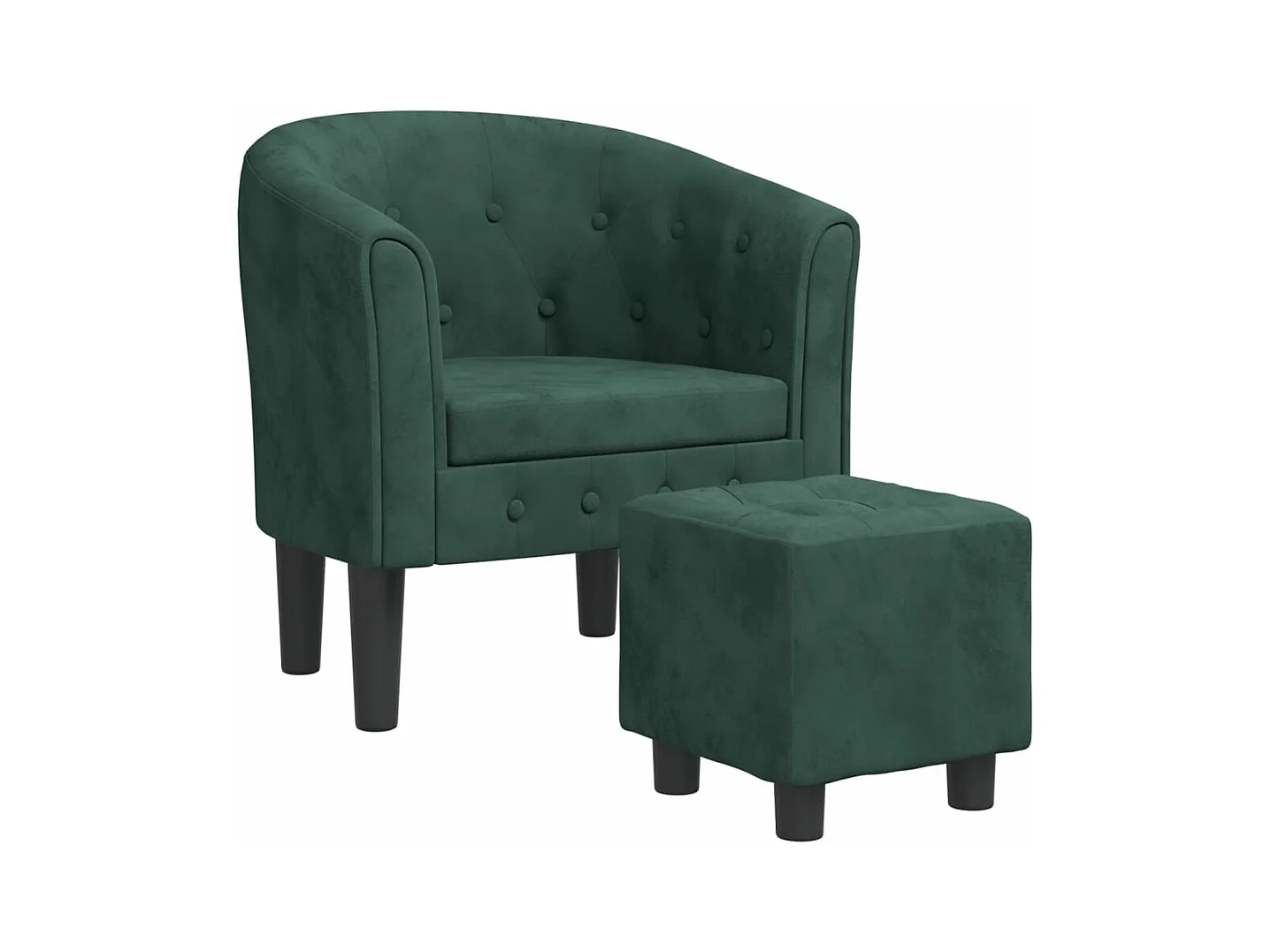 Sillón con taburete terciopelo verde oscuro