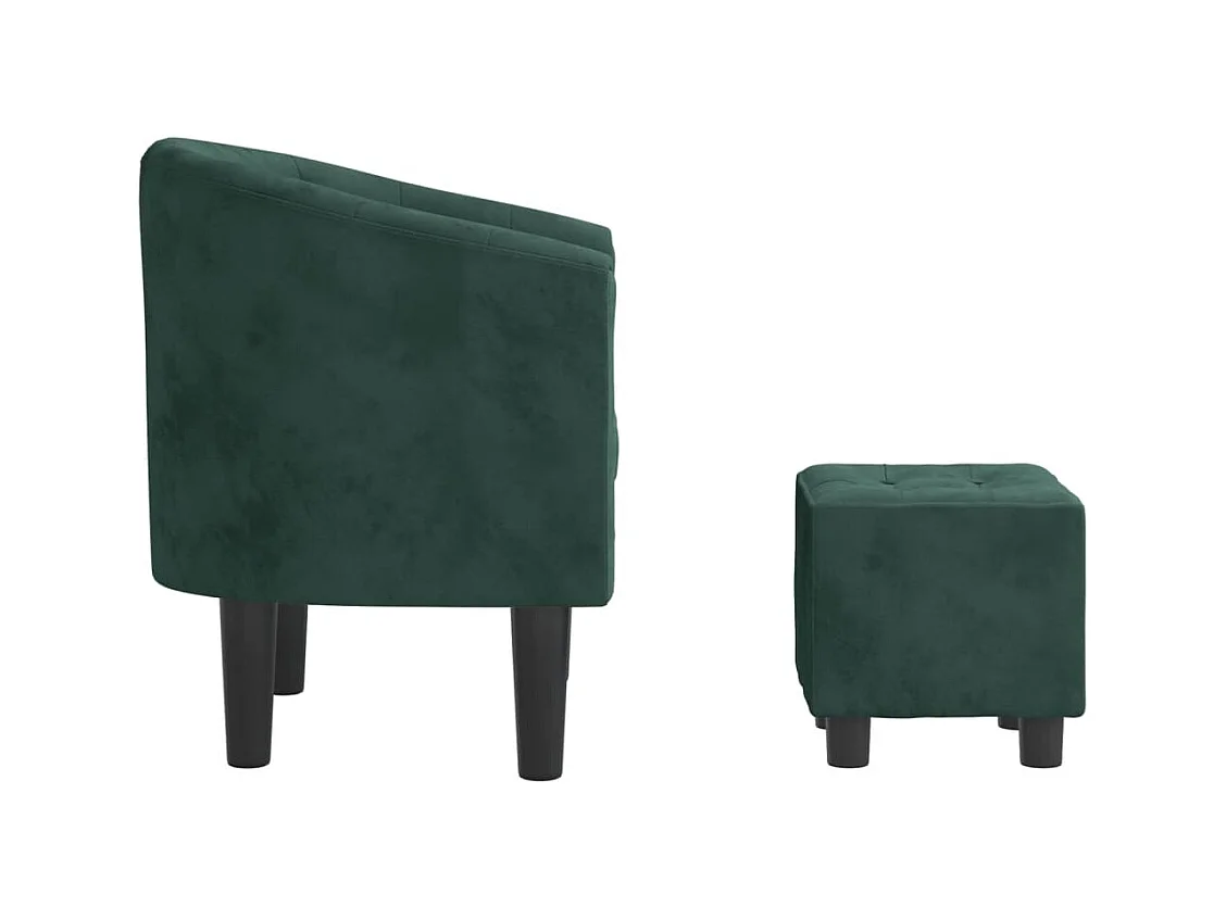 Sillón con taburete terciopelo verde oscuro