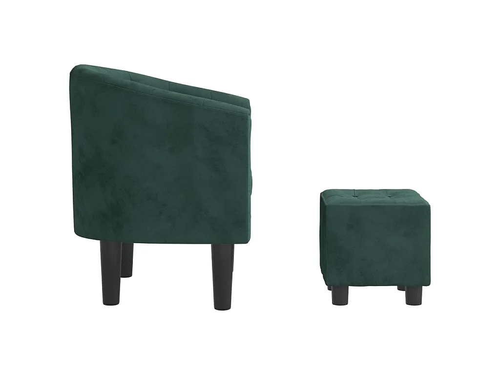Fauteuil avec repose-pied vert foncé velours