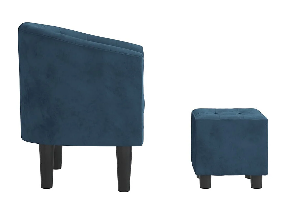 Sillón con taburete terciopelo azul oscuro
