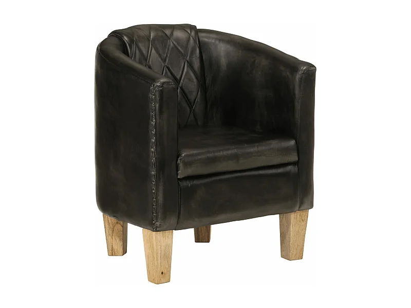 Chaise cabriolet gris cuir véritable