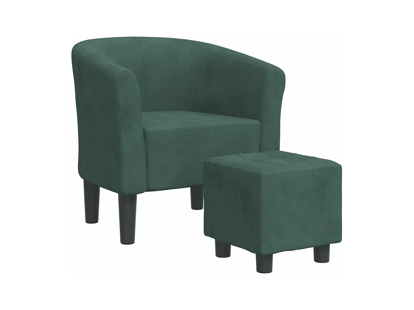 Sillón con taburete terciopelo verde oscuro