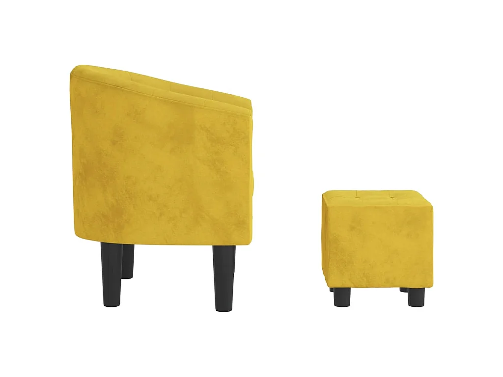 Fauteuil avec repose-pied jaune velours