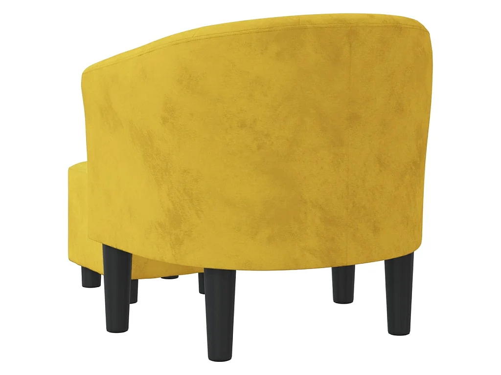 Fauteuil avec repose-pied jaune velours