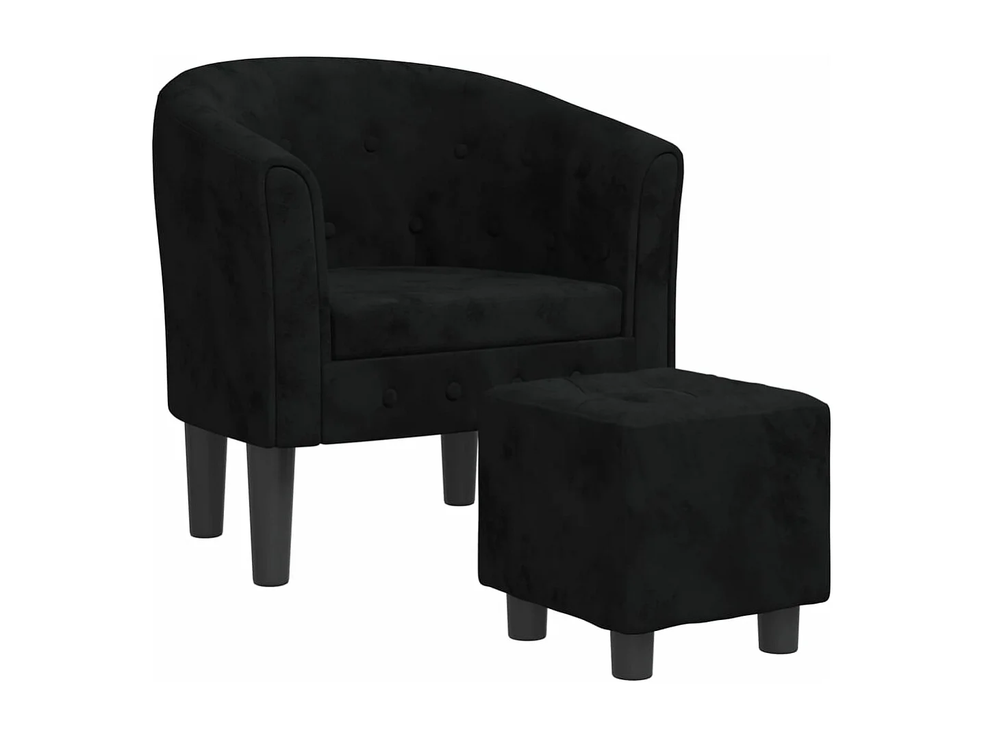 Fauteuil avec repose-pied noir velours