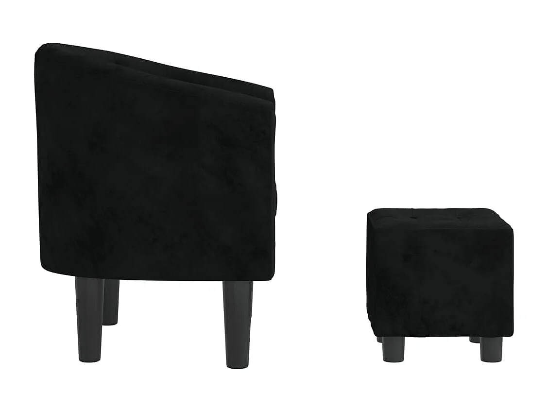 Fauteuil avec repose-pied noir velours