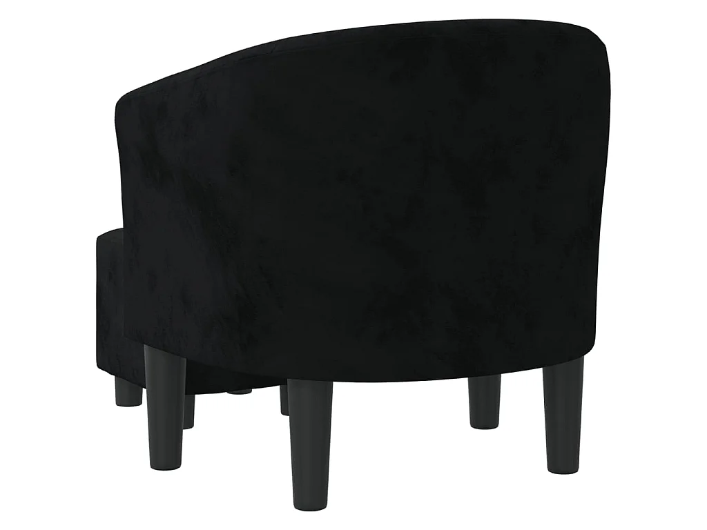 Clubsessel mit Fußhocker Schwarz Samt