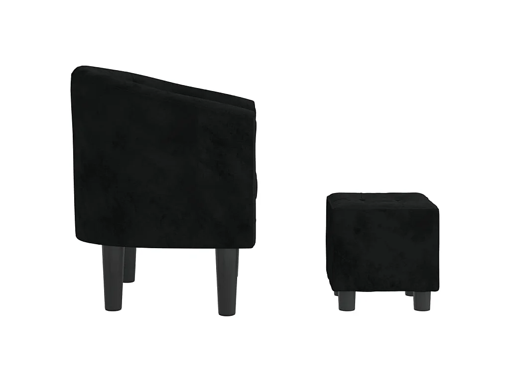 Fauteuil avec repose-pied noir velours