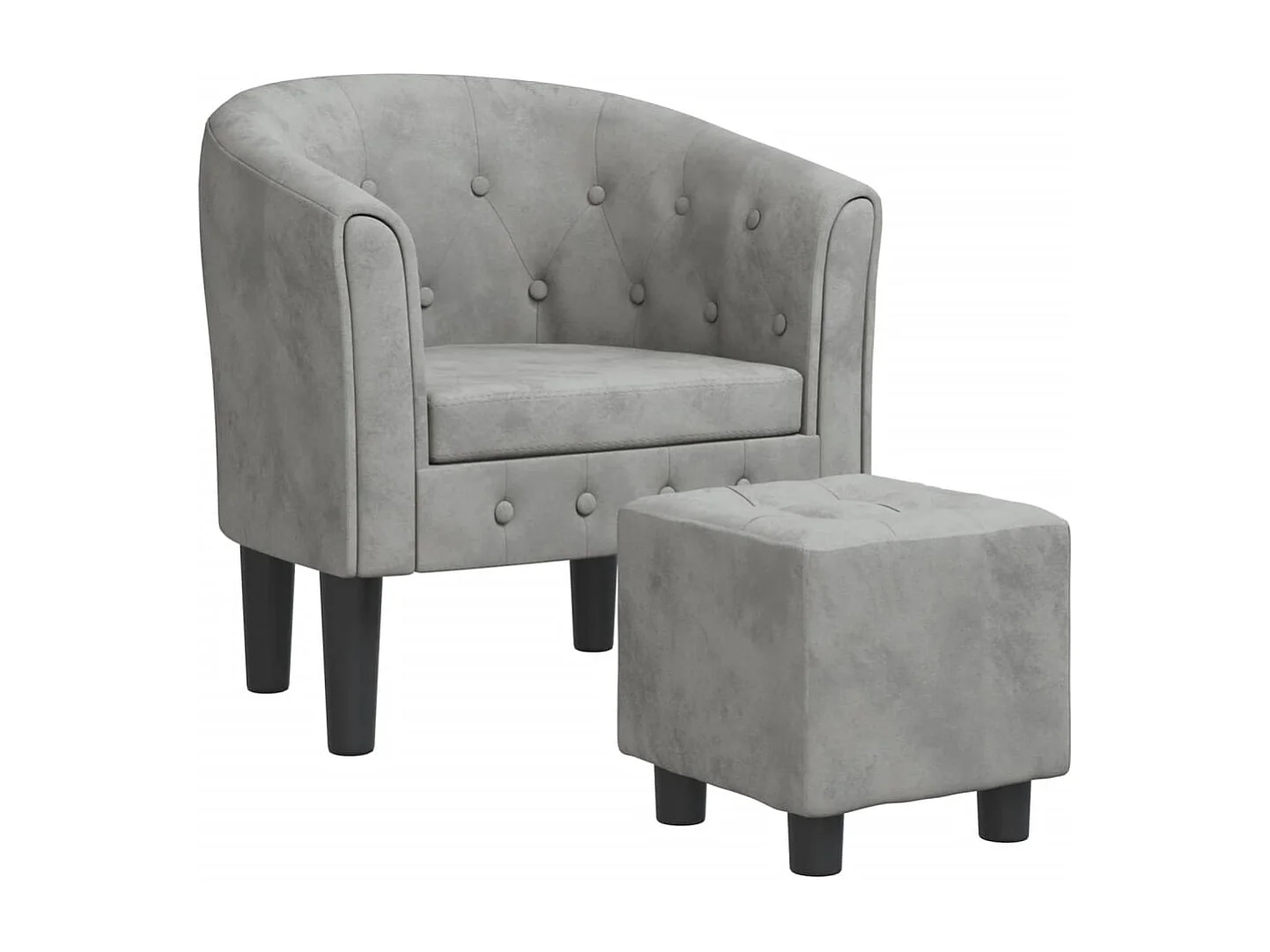 Fauteuil avec repose-pied gris clair velours