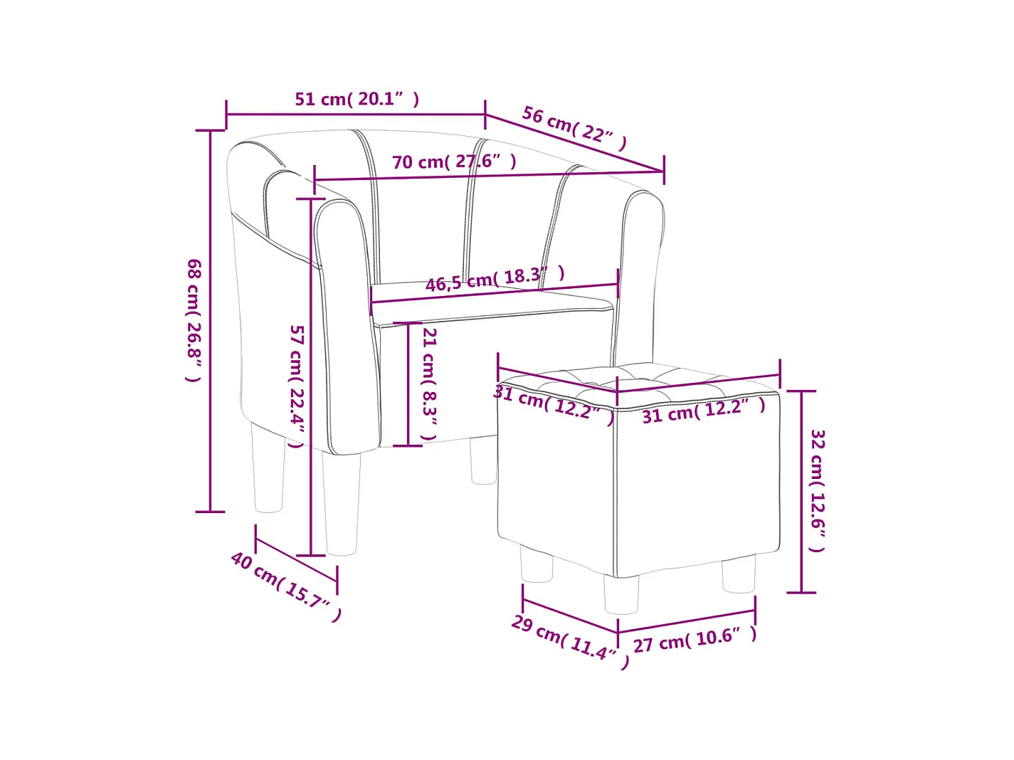 Sillón con taburete tela gris oscuro