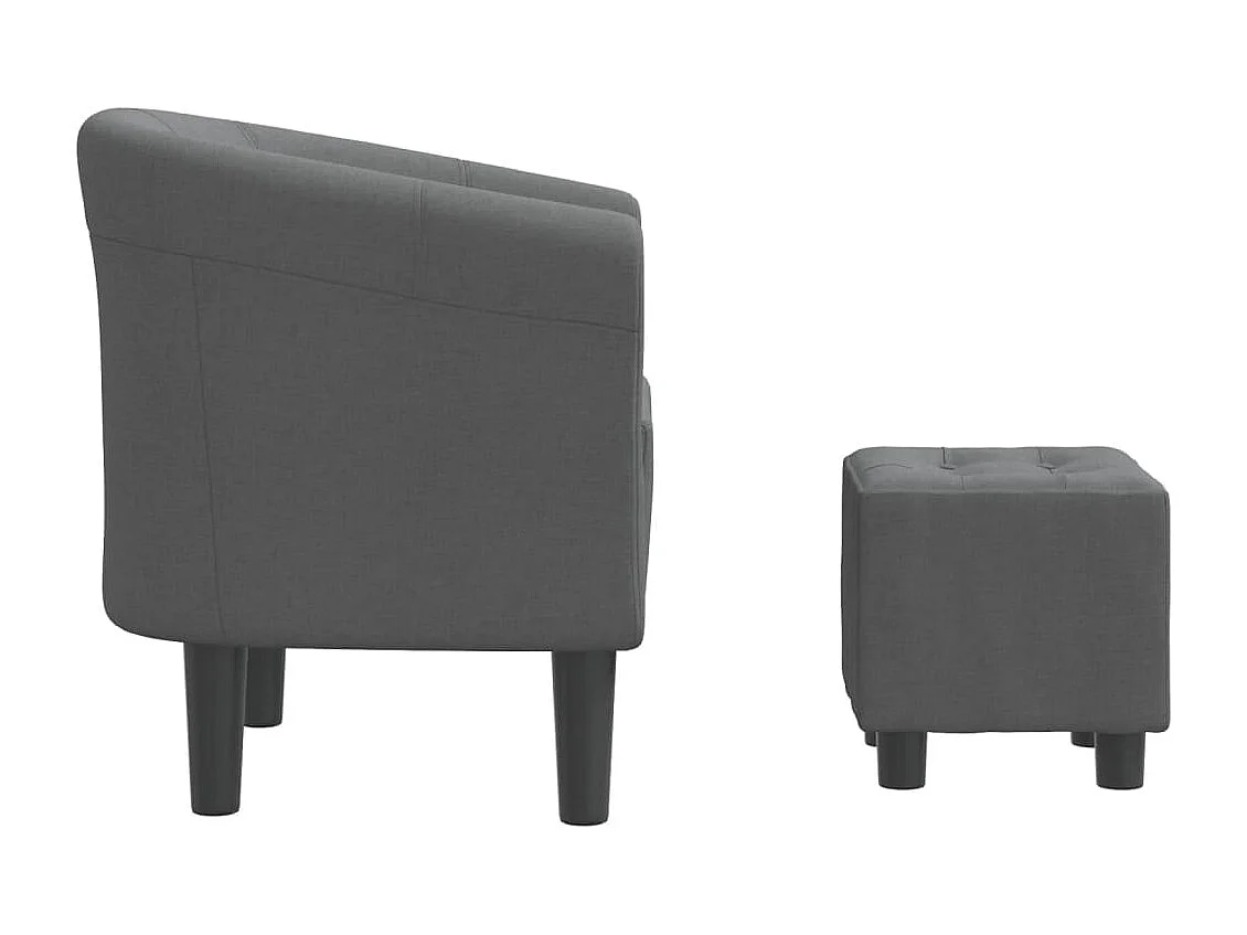 Poltrona Cabriolet con Poggiapiedi Grigio Scuro in Tessuto