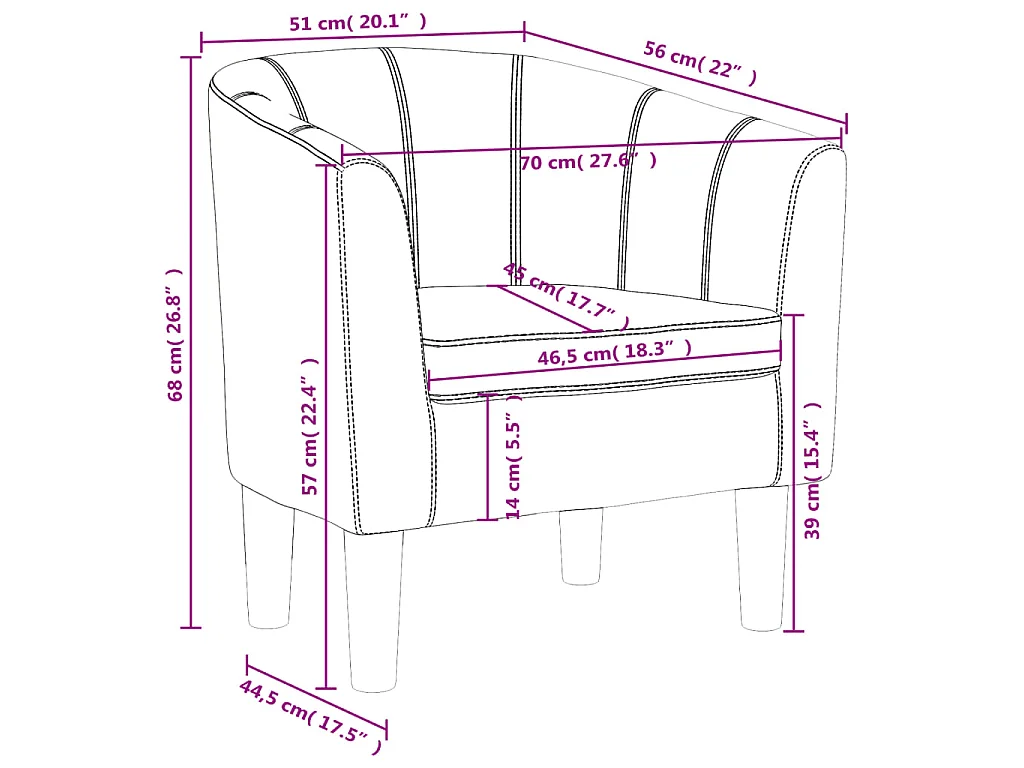 Kuipstoel kunstleer zwart