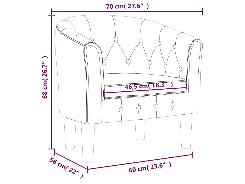 Chaise cabriolet marron similicuir