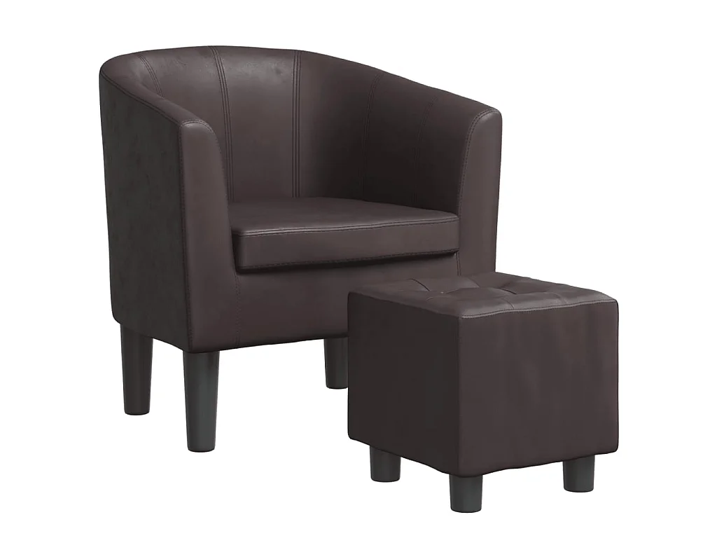 Fauteuil avec repose-pied marron similicuir