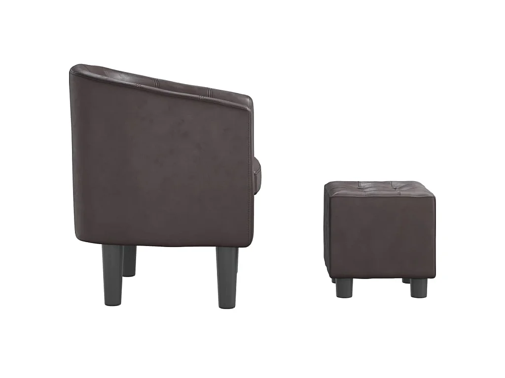 Fauteuil avec repose-pied marron similicuir