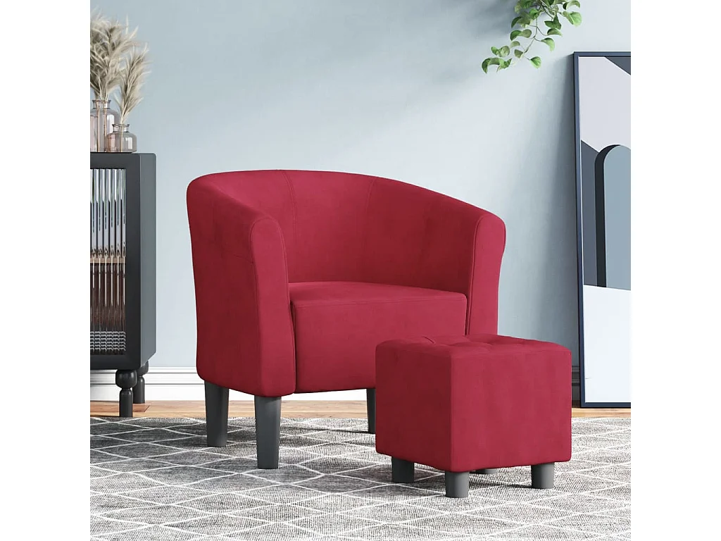 Chaise cabriolet avec repose-pied rouge bordeaux velours