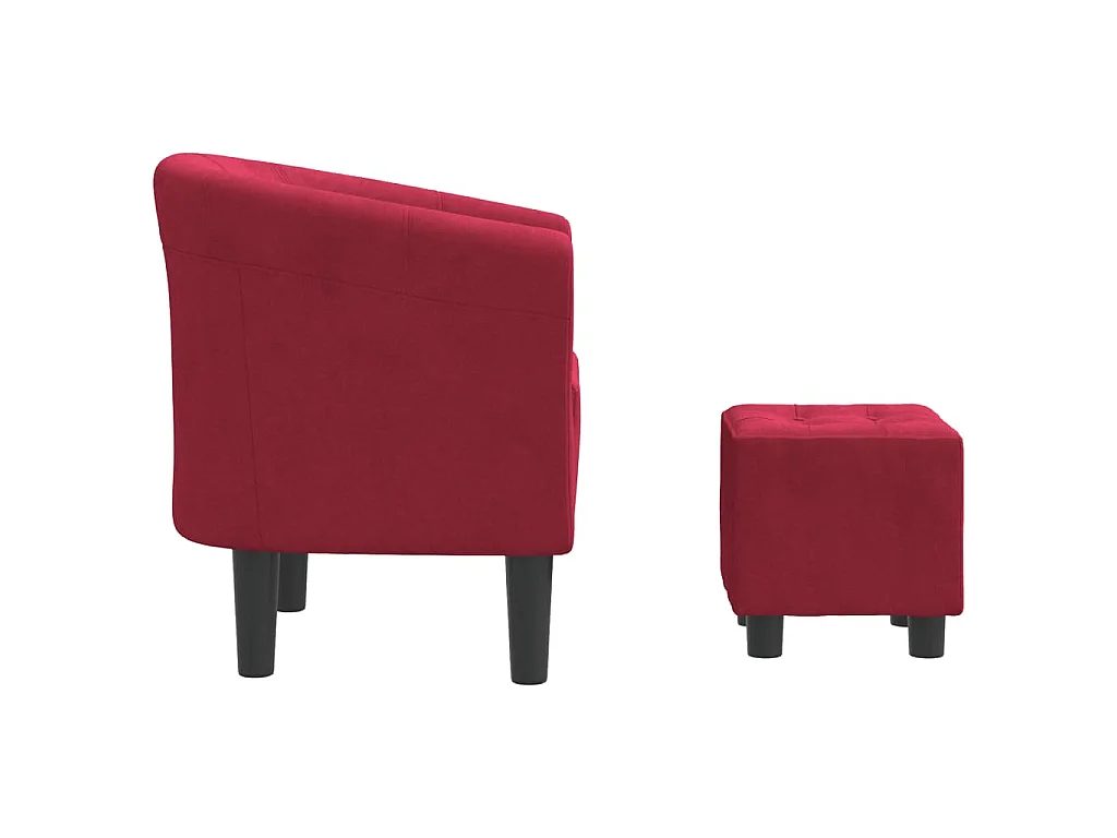 Chaise cabriolet avec repose-pied rouge bordeaux velours