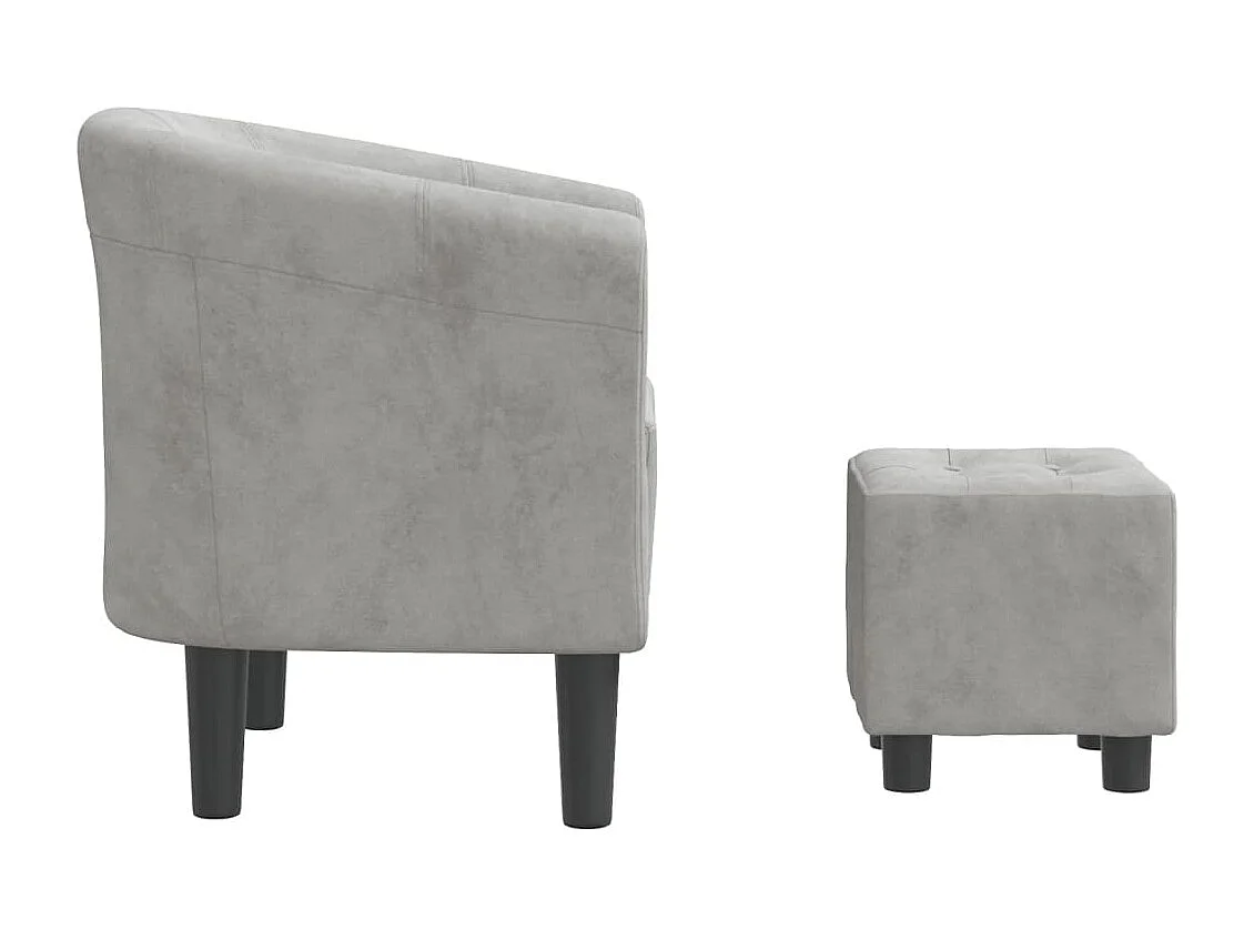 Chaise cabriolet avec repose-pied gris clair velours