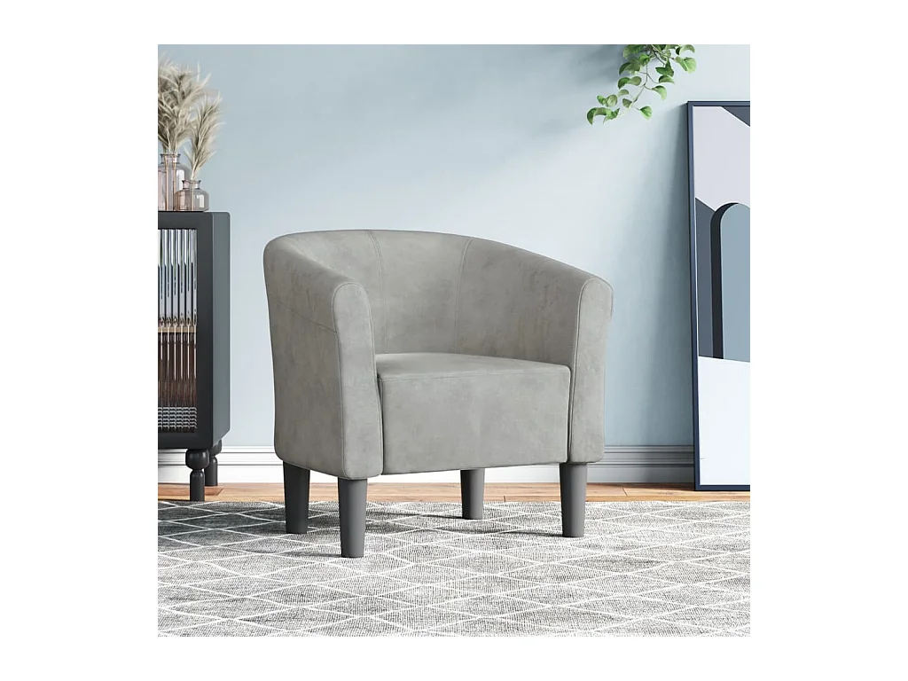 Chaise cabriolet gris clair velours
