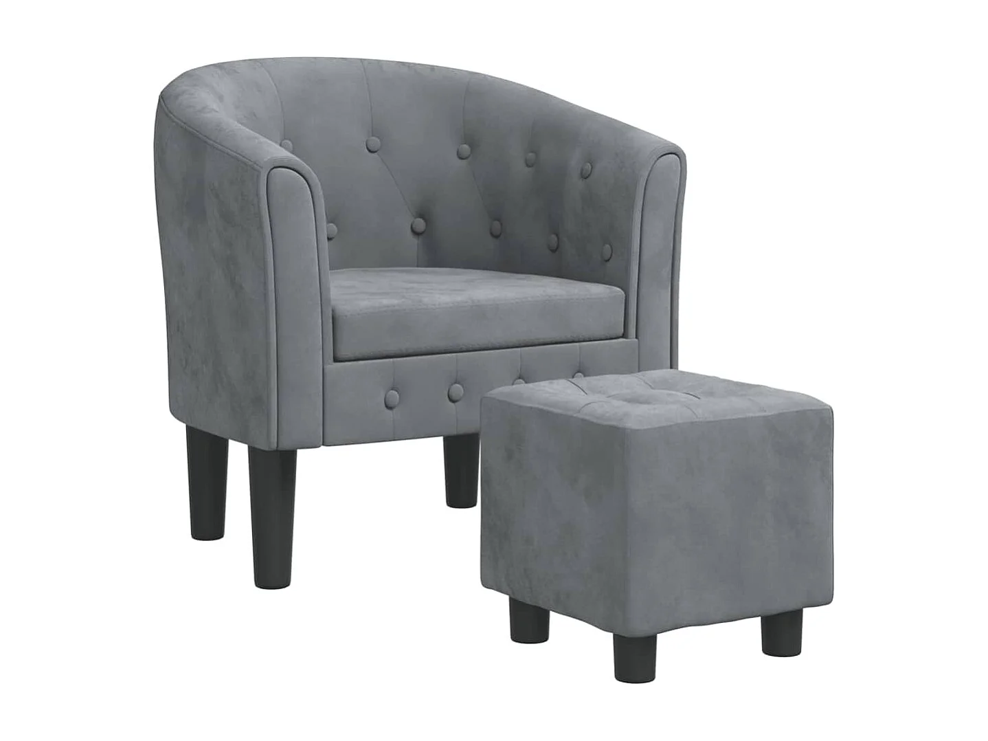 Fauteuil avec repose-pied gris foncé velours