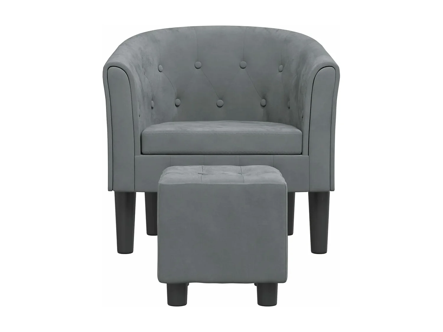 Fauteuil avec repose-pied gris foncé velours
