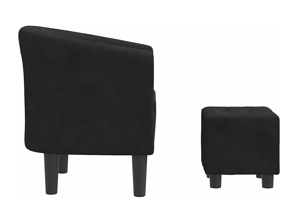 Sillón con taburete terciopelo negro