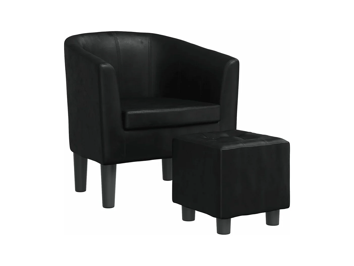 Fauteuil avec repose-pied noir similicuir