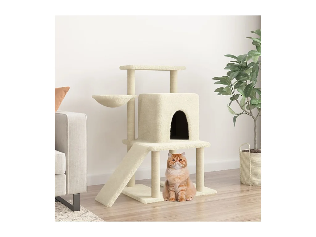 Arbre à chat avec griffoirs en sisal Crème 96,5 cm