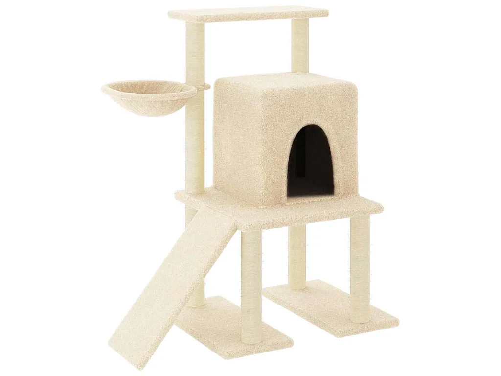 Arbre à chat avec griffoirs en sisal Crème 96,5 cm