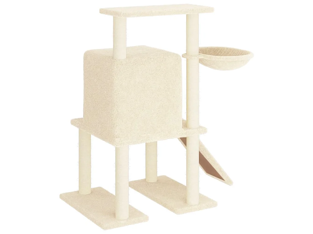 Kratzbaum mit Sisal-Kratzsäulen Creme 96,5 cm