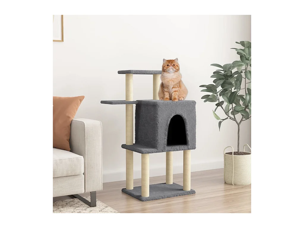 Árvore p/ gatos c/ postes arranhadores sisal 97 cm cinza-escuro