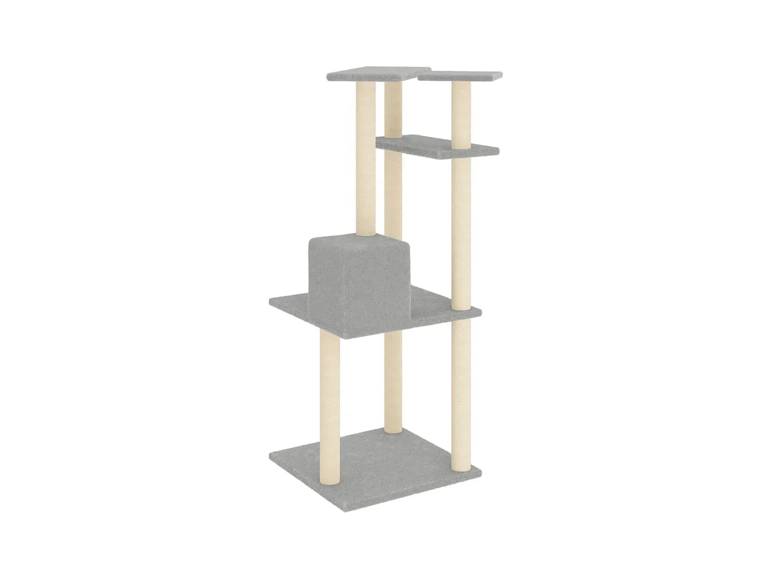 Árvore p/ gatos c/ postes arranhadores sisal 123 cm cinza-claro