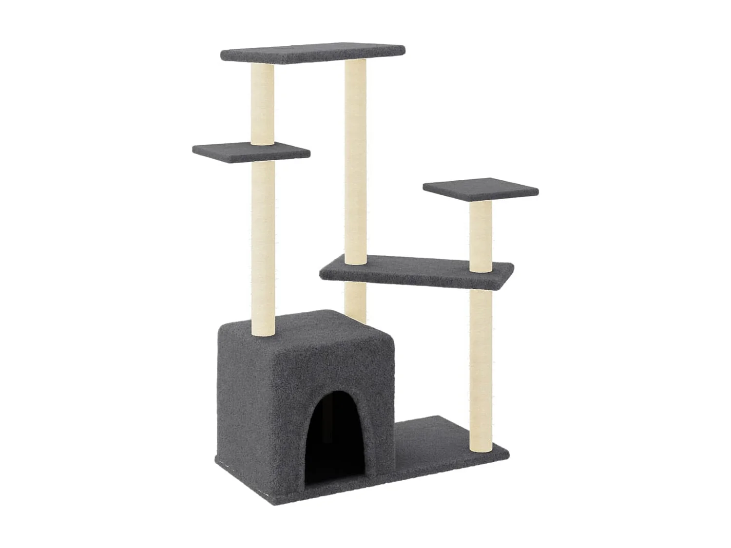 Árvore gatos c/ postes arranhadores sisal 107,5 cm cinza-escuro