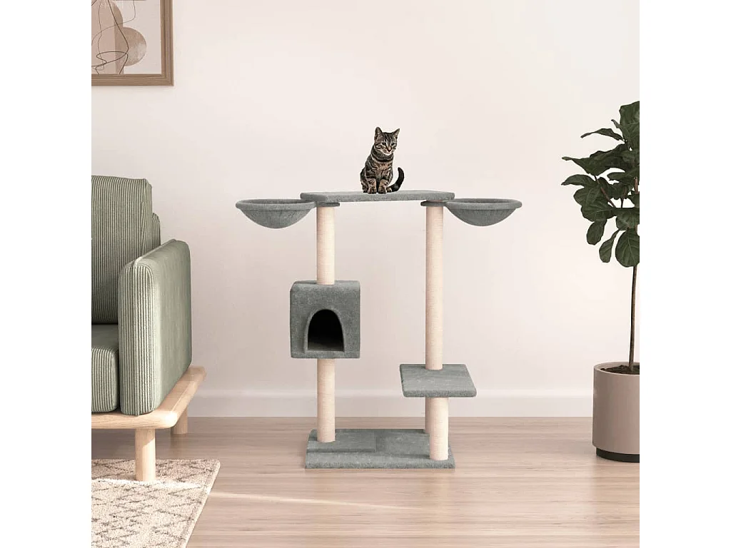 Árvore p/ gatos c/ postes arranhadores 82 cm cinzento-claro