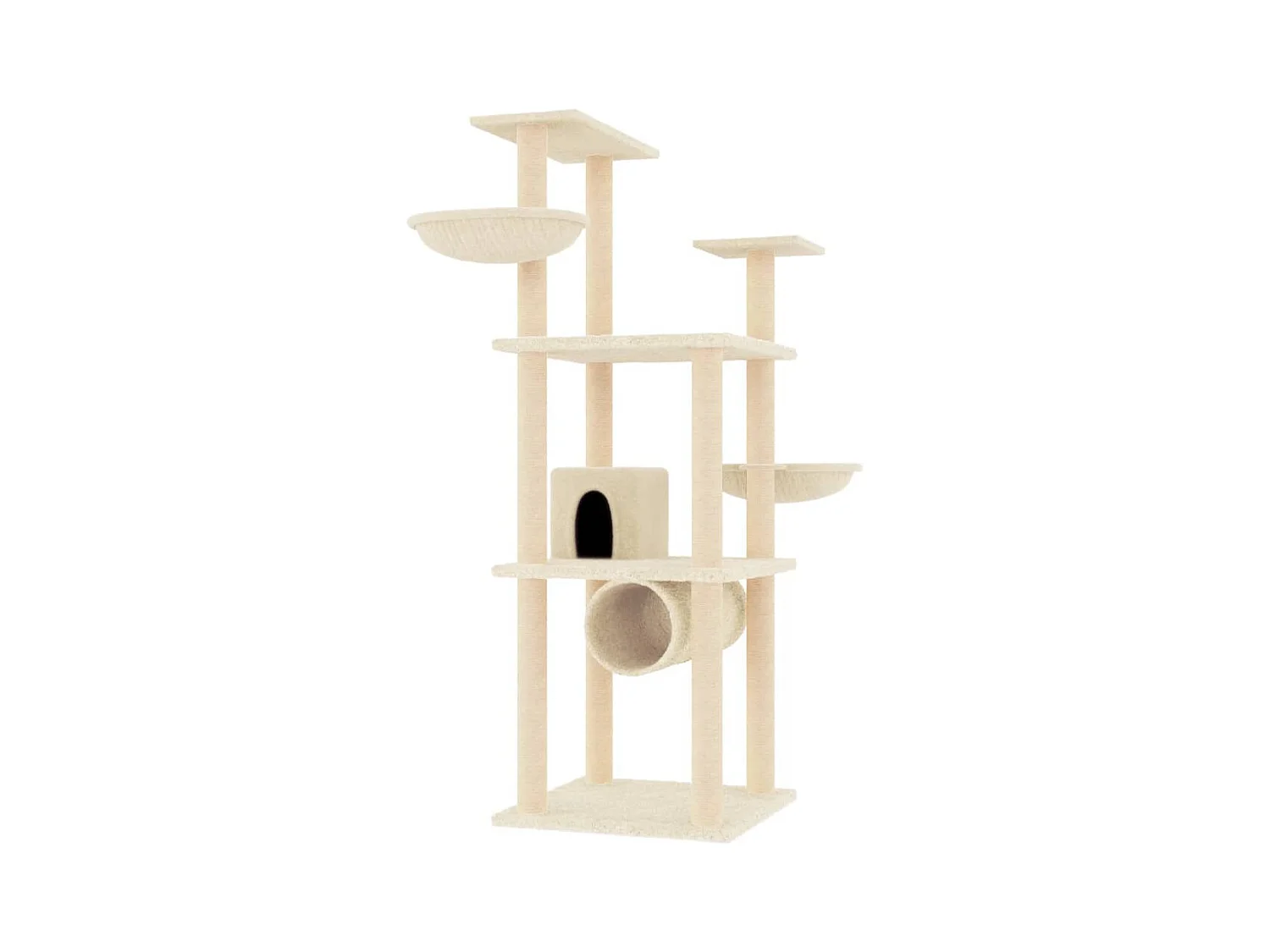 Kattenmeubel met sisal krabpalen 141 cm crèmekleurig