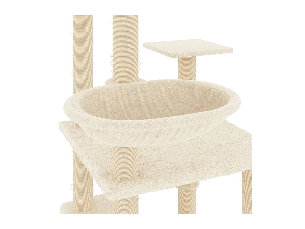 Kattenmeubel met sisal krabpalen 141 cm crèmekleurig