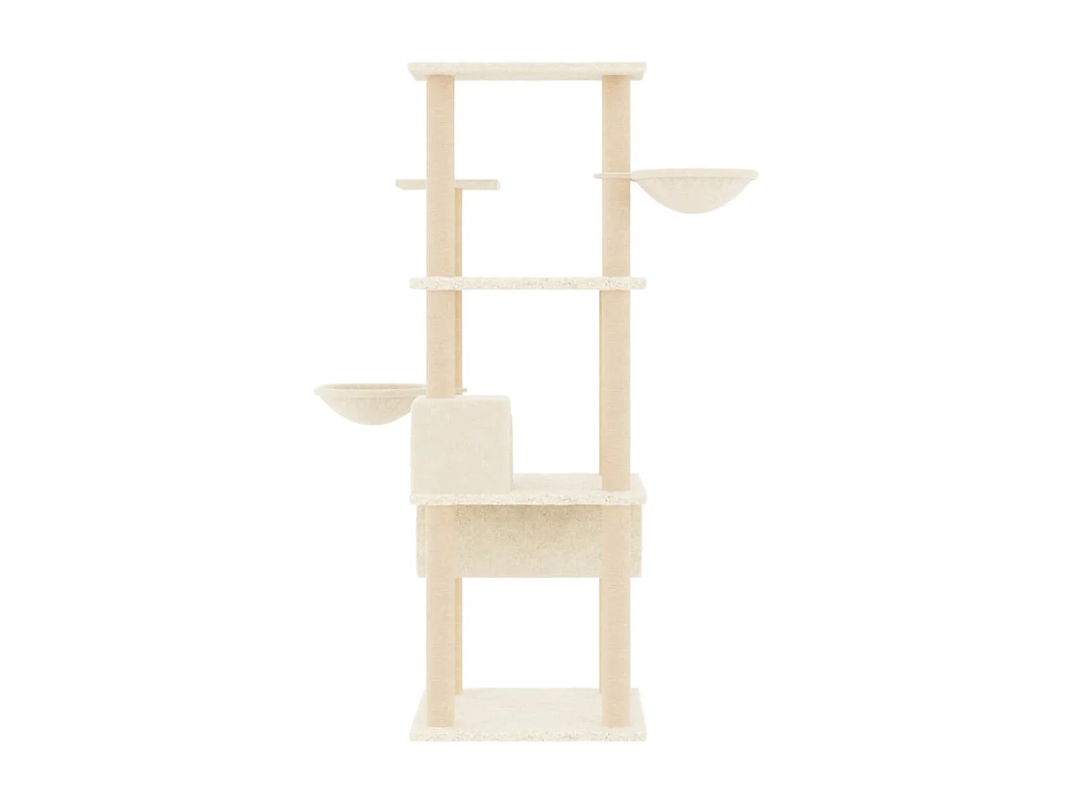 Árvore para gatos c/ postes arranhadores sisal 141 cm cor creme