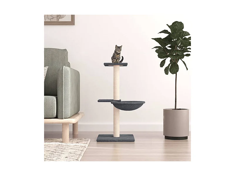 Albero per Gatti con Tiragraffi in Sisal Grigio Scuro 72 cm