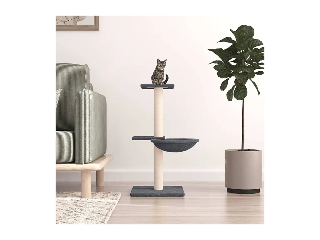 Arbre à chat avec griffoirs en sisal gris foncé 72 cm