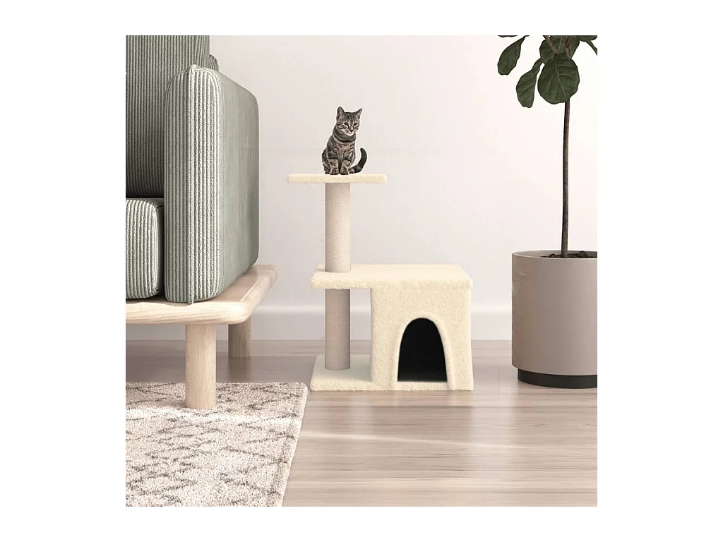 Kattenmeubel met sisal krabpalen 48 cm crèmekleurig