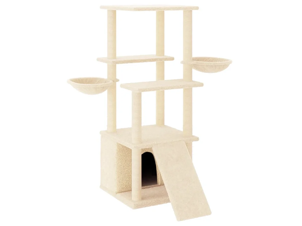 Arbre à chat avec griffoirs en sisal crème 133 cm