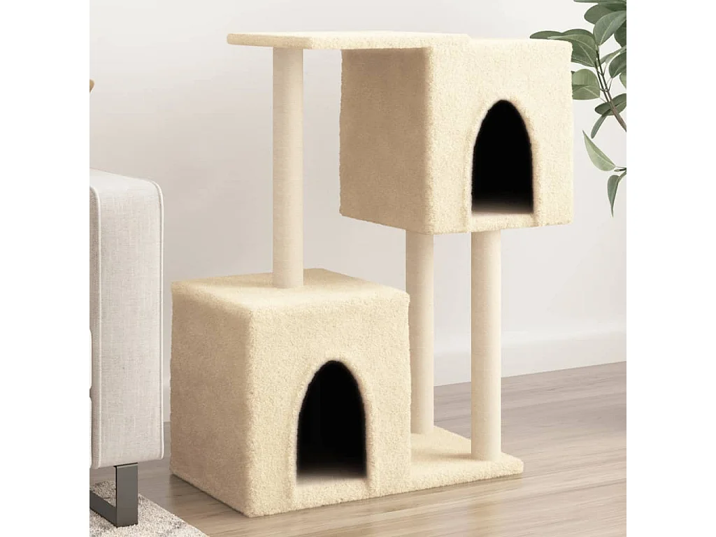 Árvore para gatos c/ postes arranhadores sisal 86 cm cor creme