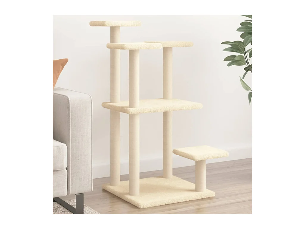 Postes arranhadores para gatos com plataformas 98,5 cm creme
