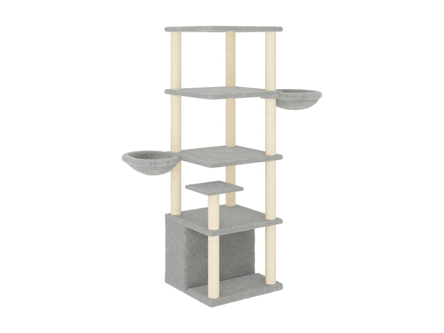 Árvore p/ gatos c/ postes arranhadores sisal 147 cm cinza-claro