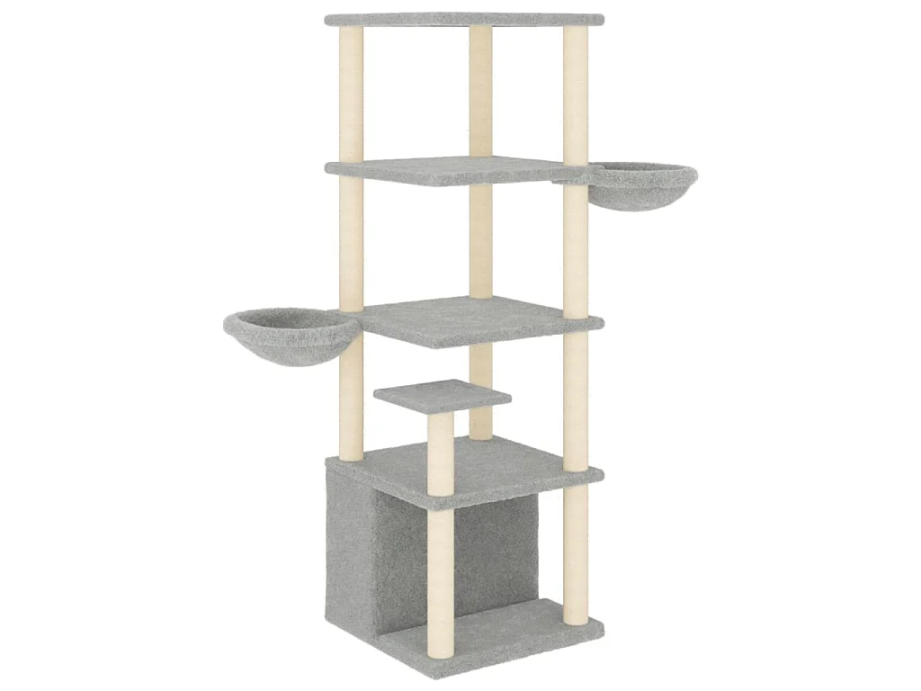 Arbre à chat avec griffoirs en sisal gris clair 147 cm