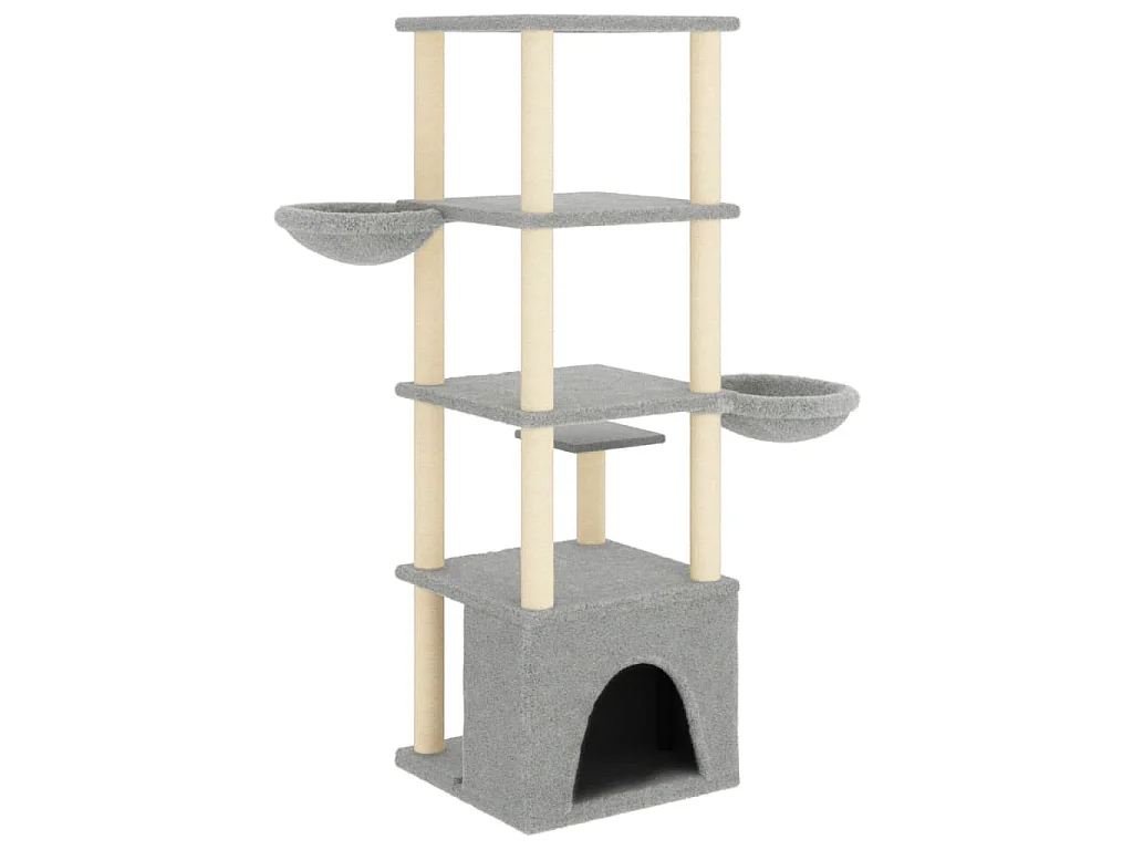 Arbre à chat avec griffoirs en sisal gris clair 147 cm